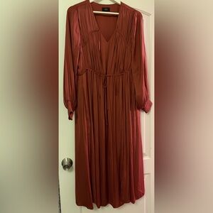 Belldini Rust Red Long Sleeve V-Neck Maxi Dress